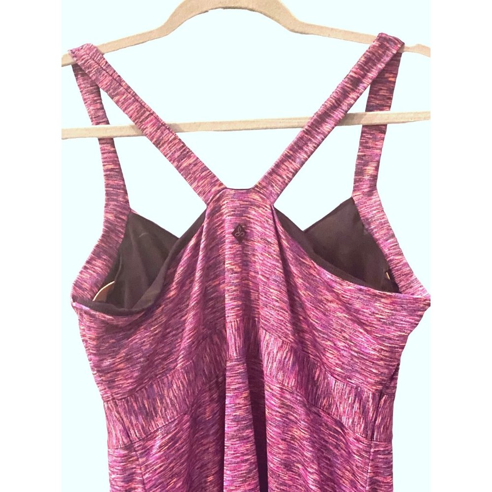 Prana Amaya Purple Space Dye Tank Dress Racerback Built In Bra Large Stretch - Picture 10 of 13